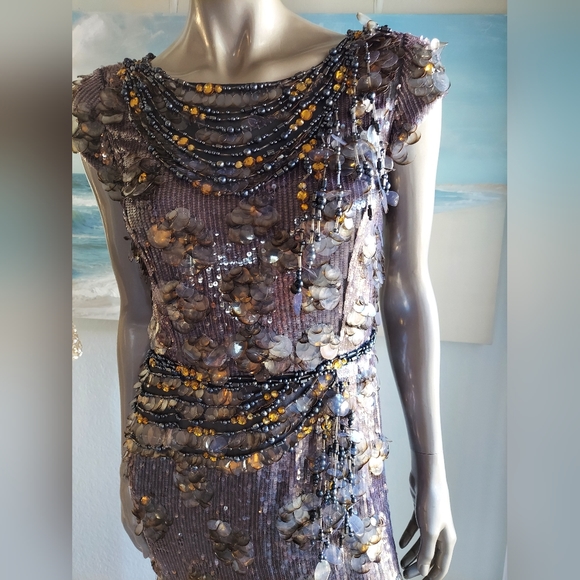 *$5,700 OSCAR DE LA RENTA GORGEOUS SILK Crystal bead estab runway dress US M - Picture 5 of 14